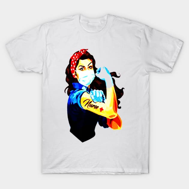 Rosie The Riveter Nurse Womens T-Shirt by akkadesigns